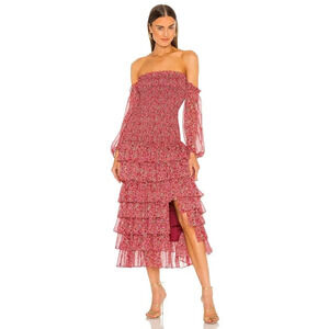 Likely Mitzie Midi Dress Tibetan Red Multi Size 6